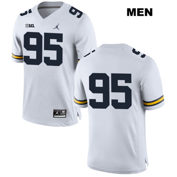 Men's NCAA Michigan Wolverines Donovan Jeter #95 No Name White Jordan Brand Authentic Stitched Football College Jersey CB25L82LK